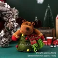 Brown reindeer Christmas gift bag with knitted scarf and felt material 20cm height - Tree Shape Apple Bag - Christmas Reindeer