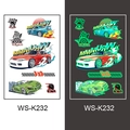 Glow-in-the-dark waterproof racing car temporary tattoo stickers for kids, model WS-K232 - Racing Glow Style (WS-K232)