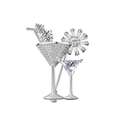 Detalle de broche de cóctel plateado con circonitas pavé y cristales de alta calidad - Plata Circonita Blanca
