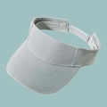 Detail view of adjustable velcro strap and premium stitching on grey sun visor hat - Adjustable / Gray