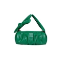 Grass green pleated cloud bag with elegant bow detail and cylinder shape design - Green