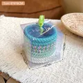 Set di elastici per capelli colorati in confezione regalo con nastro verde - 6x6x6cm in Scatola / Intrecciato Verde (8 Pezzi)