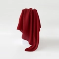 Solid dark red pleated faux linen scarf with elegant striped texture and soft drape - Burgundy
