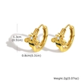 Gold bee earrings with black enamel stripes and clear zircon inlay in a hoop style - Bee