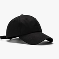 Close-up of the breathable cotton fabric texture and precise stitching on black baseball cap - Black