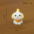 Miniature puppy figurine with orange collar and yellow ears for micro-landscapes - Beige Shih Tzu