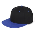 Detail of the high-quality black and blue snapback cap with flat brim and stitched eyelets - Royal Blue Brim and Black