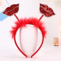 Sparkling red sequin lip headband with feathers for Valentine party hair decoration - Style 10 Heart (3D Red Lips + Feather)