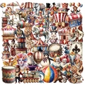 50 waterdichte vintage circus stickers met clowns en dieren voor scrapbooking decoratie - Vintage Circus (SLP068)