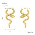 Orecchini a cerchio a forma di serpente in acciaio inossidabile placcato oro 18k - Stile Texture Squame di Serpente 3D (ZE1333G) / Oro 18K
