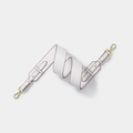 Adjustable white crocodile pattern leather shoulder strap with gold metal hooks - White Gold Buckle