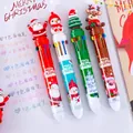 Christmas ten-color shuttle pen with cute Santa and reindeer cartoon toppers for kids - 10-Color Christmas Ballpoint Pen