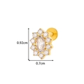 Golden titanium flower labret stud with crystal inlay and flat back base, 0.92x0.7cm - Oval Center Flower Style - Gold (T2523-6#金)