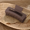 Matte dark coffee square hair claw clip in a minimalist retro design for women - 8.5cm Coffee