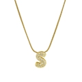 18k gold plated snake chain necklace with sparkling cubic zirconia letter S pendant - Necklace S / Gold