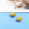Golden spherical magnetic jewelry clasp with textured finish and double loop for DIY crafts - Sphere Gold Textured Magnetic Clasp 9mm