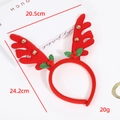 Red reindeer antler Christmas headband with gold bells and green leaf holiday accents - Red Reindeer Horns