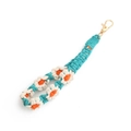Handmade woven daisy keychain with green and white petals and a gold lobster clasp - Green