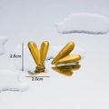 Golden titanium steel heart earrings with 18K plating and polished mirror finish - Stereo Heart-Gold