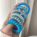 Style Fil de Téléphone en Spirale / Lot de 6 (Sac OPP) / Bleu