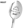 Good morning Uncle stainless steel long handle spoon with heart and sun design - Good Morning Uncle