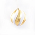 Palla di Natale da 15cm con Motivo a Spirale Oro e Bianco e Finitura Luccicante - Oro Bianco