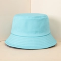 Solid sky blue cotton bucket hat with durable stitched brim for kids and adults - Sky Blue