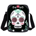 Borsa a tracolla con stampa teschio messicano e fiori con cinturino regolabile - Stile 2