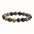 Polished 10mm natural multi-color stone bead bracelet with agate and malachite textures - 10mm Indian Agate