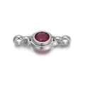 Silver jewelry clasp with sparkling red zircon gemstone for DIY bracelets and necklaces - Silver Red Zirconia Connector (YSN002-5)