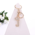 Golden crystal letter J keychain with crown detail and lobster clasp for bag - Letter J / Gold