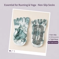 Lake green tie-dye five-toe yoga socks with anti-slip silicone heart grips and cross straps - 36-42 / Lake Green