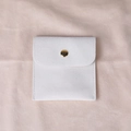 Light gray plush jewelry pouch with soft microfiber texture and gold snap button closure - Thickened Microfiber Snap (Light Grey) / 8x8cm