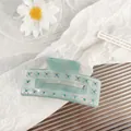 Sky blue acetate rectangular hair claw clip with floral rhinestone details - Sky Blue Rectangle - Small