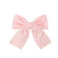 Close-up of pink velvet bow hair clip showing soft fabric texture and elegant detail - Light Pink