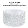 Diamond silicone sleeve in transparent silver with white crystals for sports bottles - Naked Diamond D801/Transparent Glitter Silver Sleeve (No Bottom)