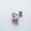 Pink round-cut zircon stud earring with silver titanium steel screw back fastening - 8mm Zirconia - 1Pc / Light Pink