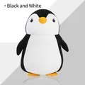 Oreiller en U pingouin en mousse et peluche au design bicolore noir et blanc - Manchot Noir Adulte / Sac Individuel