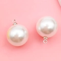 White spherical pearl pendant with silver metal cap and loop for DIY jewelry making - 16mm Silver Round