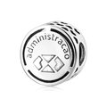 S925 sterling silver cylindrical bead with coração hollow design and administração engraving - Administration