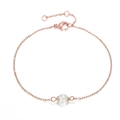 Detail of rose gold stainless steel chain featuring a round pearl and lobster clasp closure - Rose Gold