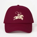 Vintage burgundy mesh trucker hat featuring western cowboy horse embroidery and adjustable strap - Adjustable / All Wine Red