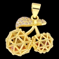 Golden cherry pendant with hollow mesh design and vibrant colorful zircon stones - Cherry Shape Hollow Cage (11)