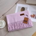 Lavender purple cashmere feel scarf with fringe tassels and premium leather brand tag - 18# Light Purple