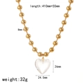 Detaillierte Größen- und Gewichtsmaße der goldenen Perlenkette mit Herzanhänger - 8mm Kugelkette Transparenter Herz Anhänger Halskette (TN3461-8-WT)