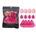 Set di 12 spugnette per trucco rosa, forme a goccia e triangolo in busta trasparente - Set di 12 Pezzi in Borsa Rosa Rosso