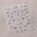 Self-adhesive laser purple butterfly nail art stickers with iridescent finish M-412 - Purple Butterfly Style (M-412)