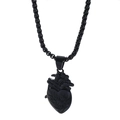 Gothic black anatomical heart pendant necklace with metal box chain for couples - 3D Anatomical Heart Pendant / Small Black