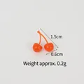Accesorio miniatura de cereza en resina naranja para manualidades, altura de 1,5 cm - Cereza roja doble-1.5cm