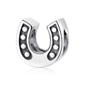 Vintage oxidized S925 sterling silver horseshoe charm with beads and U-letter details - Silver Dotted Horse Shoe